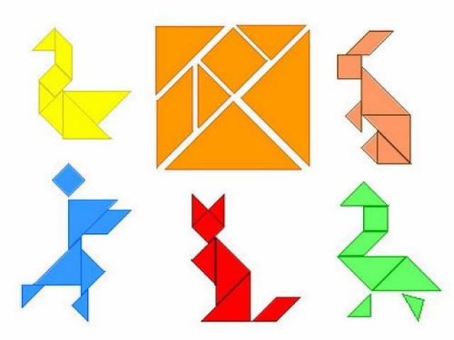 Tangram spil til børn, tangram skemaer til børn til udskrivning